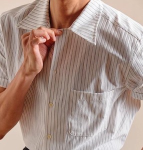 Camisa Casual de Manga Corta para Hombre, de Algodón Popelín a Rayas, con Cuello Clásico, Transpirable, para Verano - Product Image 5
