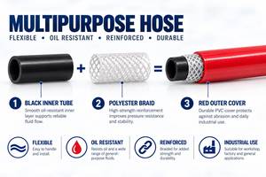 KARYON PVC Multipurpose <b>Hose</b> 8-25.4mm Oil Resistant Reinforced Air Water Fluid Transfer Tube for Workshop Factory Supply - Product Image 3