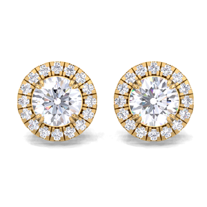 IGI Certified Lab Grown Diamond Double Halo <b>Stud</b> <b>Earrings</b> 14K <b>Gold</b> Round Diamond Cluster Halo <b>Studs</b> - Product Image 5
