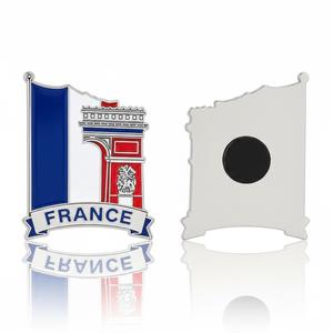 Imán de nevera de metal duradero chapado personalizado de Francia, recuerdo de viaje a la ciudad o al campo, de JIN JUMBO - Product Image 1