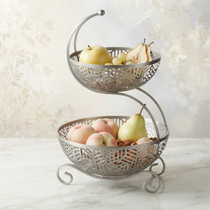 Ensemble de paniers de rangement modernes en métal avec motif géométrique, empilables pour un rangement soigné et une utilisation polyvalente - Product Image 1