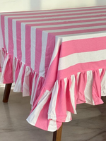 Nappe de table carrée indienne en coton imprimé floral rose et blanc, simple, faite à la main, lavable et personnalisable
