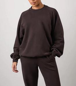 Conjunto de 2 Piezas Personalizado de Alta Calidad para Mujer, Sudadera con Capucha Completa de Algodón Terry Antibacterial para Invierno y Pantalones Deportivos Holgados Beige - Product Image 2