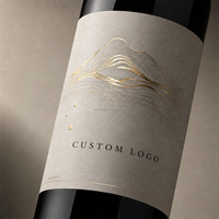 Étiquettes d'emballage de vin blanc de luxe personnalisées de qualité supérieure, autocollant pour bouteille en verre avec texture de papier spéciale, gaufrage, logo en feuille d'or