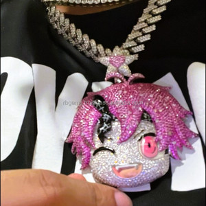 Colgante de Plata de Ley 925 con Moissanita VVS, Personalizable, con Engaste de Bisel Estilo Hiphop, Colgantes y Dijes Cristianos Finos para Mujer - Product Image 2