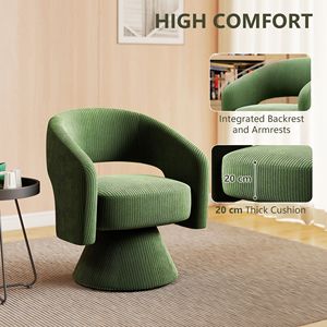 "Modern Green Upholstered Swivel Living Room Arm <b>Chair</b> with Thick <b>Padding</b> for Reading" - Product Image 4