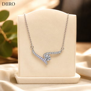Collier en moissanite de qualité supérieure, élégant, à taille ronde, pour les fiançailles, cadeau, bijoux - Product Image 1