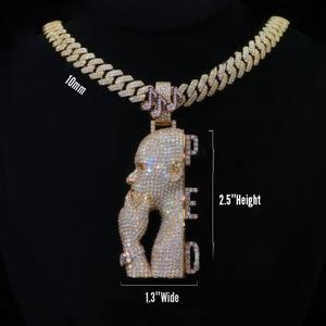 Colgante Pesado Personalizado de Letra/Número de Moissanita VVS de Plata S925 con Baño de Rodio Certificado, Alfabeto 3D de Lujo, Venta al por Mayor - Product Image 1