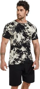 T-shirt homme col rond tie-dye en coton premium, coupe ajustée, t-shirts imprimés décontractés et élégants, vêtements de sport, streetwear pour homme - Product Image 5