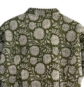 Magnifique Manteau de Fête Réversible Fait à la Main 100% Coton Léger Nouveau Style Vert Olive Veste Courte Matelassée pour Femmes pour l'Hiver - Product Image 4