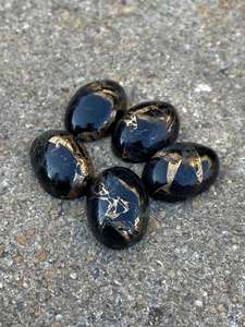 Turquesa Negra Cabujón Ovalado con Reverso Plano, Piedra Natural Suelta para Joyería - Product Image 5