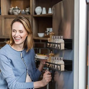 Lot de 2 paniers magnétiques en métal pour épices, à fixer sur réfrigérateur, organisateurs de rangement pour assaisonnements, pour la décoration intérieure K - Product Image 6