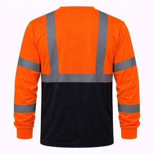 Hi Vis Reflective Construction Breathable Polyester Road Workwear Safety Long Sleeve Workshop Worker T-Shirts - Product Image 4