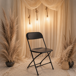 Black PP Folding Chair with Flat Back-Durable & Comfortable Outdoor Dining Chair for Apartment & School Use - Product Image 1