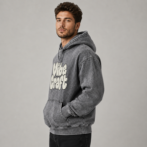 Sweat à capuche oversize pour homme, vintage, délavé à l'acide, en coton épais, broderie personnalisée, streetwear, pull décontracté tendance, vente en gros - Product Image 4