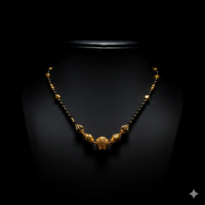 Mangalsutra de Oro Antiguo de 22K con Sello BIS - Collar Tradicional Hecho a Mano con Cuentas Negras en Oro Amarillo 916 - Product Image 2