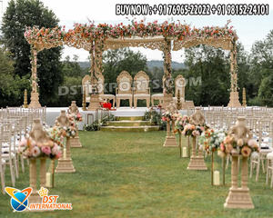 Mandap de mariage indien en bois Akshara, décoration traditionnelle de mandap de mariage en forme d'éléphant, mandap de mariage pour grande salle de banquet - Product Image 5