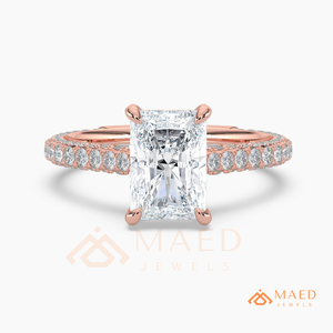 แหวนหมั้นทองคำ 14K โรสโกลด์ ประดับมอสซาไนต์ทรงเอเมอรัลด์ ดีไซน์วงแหวนซ่อนรอบ ของขวัญเครื่องประดับเจ้าสาวสำหรับผู้หญิง สินค้าอินเทรนด์จากสหรัฐอเมริกา - Product Image 5