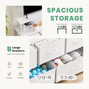 ตู้ลิ้นชัก 5 ชั้นสำหรับห้องนอนพร้อมโครงเหล็ก ตู้ผ้าแบบมีลิ้นชัก และตู้วางทีวีสำหรับเก็บของในห้องนอน - Product Image 4