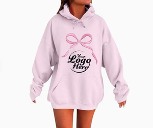 Graphic Hoodies for Women Cute <b>Bow</b> Print Oversized Sweatshirt Drawstring Preppy Long Sleeve Sweater - Product Image 4
