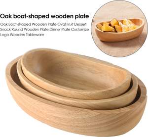 Plato Ovalado de Madera Antiguo para Frutas, Tazón de Servir en Forma de Barco, Recipiente Rústico para Guardar Bocadillos y Pan, Plato para Postres - Product Image 5