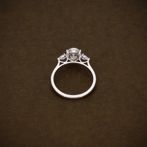 Oval Lab Grown Diamond Engagement <b>Ring</b> with <b>Two</b> Pear Shape Side Diamonds Three <b>Stone</b> Design IGI Certified Gold Bridal <b>Ring</b> - Product Image 2