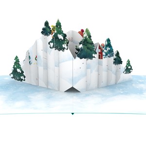 Tarjeta 3D Pop-up de Animales del Bosque en la Nieve de Invierno con Sobre, Tarjetas de Felicitación Navideñas Hechas a Mano de Papel - Product Image 3