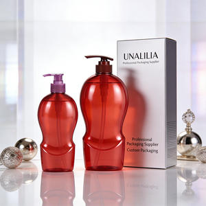 Customized 480ml/1000ml <b>Red</b> Sprayer Bottle <b>Shampoo</b> Hair Care Conditioner PET Plastic Flat Pump Body Wash & Shower Gel - Product Image 2