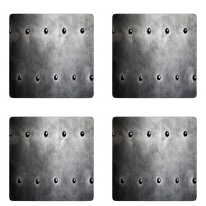 Set of 4 Deluxe Customized Metal Stone Coasters Perfect for Elegant Wedding Tableware and Stylish Home Decor - Product Image 1