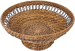 Bol à fruits élégant en rotin poli fait main avec un tressage délicat et un savoir-faire raffiné pour la décoration de table - Product Image 6