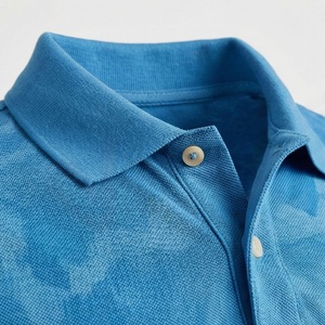 Polo à manches courtes pour homme en coton Oxford bleu camouflage, décontracté, respirant, coupe classique, imprimé - Product Image 4
