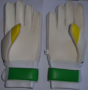 Gants de gardien de but en latex blanc respirant avec protection des doigts à paume plate et fermeture auto-agrippante unisexe - Product Image 1