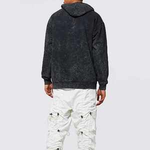 Sudadera con Capucha Oversize para Hombre, Lavado Ácido, Color Liso, Forro Polar de Algodón, Estilo Casual, Corte Regular, Estilo Otoñal - Product Image 3