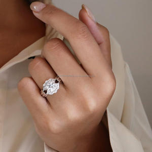 Igi/gia แล็บตัดเพชรวินเทจ14K สีเหลืองงานแต่งงาน/หมั้นแหวน unisex สีขาวทองงานครบรอบปาร์ตี้-แหวนที่คู่ควร - Product Image 1