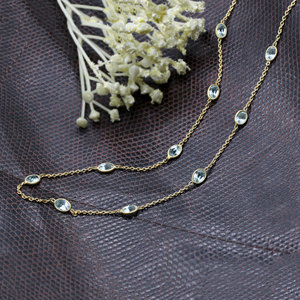 Collar de Plata de Ley 925 con Topacio Azul para Mujer, Chapado en Oro, Corte Ovalado, Joyería Minimalista - Product Image 3