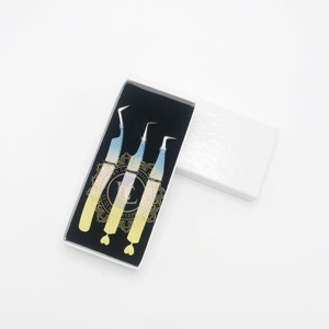 Venta al por mayor, pinzas inferiores con patrón de diamante sostenible, recubrimiento en polvo personalizado, pinzas para pestañas con corazón de punto plateado, etiqueta personalizada - Product Image 6