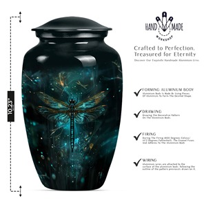<b>Dragon</b> <b>Art</b> Cremation Urn for Adult Ashes Memorial Gold Color Customizable Design Funeral Supply Ashes Aluminium Urn With Lid - Product Image 4