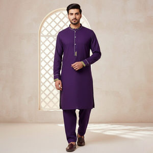 <b>Men</b> Cotton <b>Kurta</b> Set Ankle-Length Regular Fit Traditional Ethnic Wear for India and Pakistan Casual All Seasons White - Product Image 3
