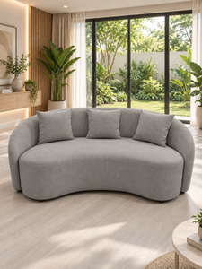 Canapé Courbé Cello Gris par Emerald Sofa, Canapé Rond Moderne et Contemporain pour Salon, Studio, Fabrication Personnalisée de Tissus - Product Image 2
