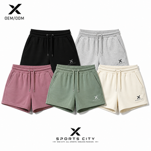 กางเกงขาสั้นผ้าฝ้ายผสมโพลีเอสเตอร์สำหรับผู้หญิง X Sports City สีพื้น เอวยางยืด มีกระเป๋า ทรงหลวม สไตล์เรกูลาร์ รับผลิตแบบ OEM - Product Image 1