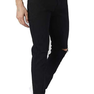 Pantalon en jean pour homme de haute qualité, couleur noire, coupe classique, tendance, respirant, pour adultes, style décontracté. - Product Image 5