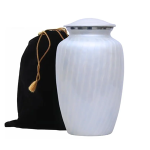 White Aluminium Metal Urn Ashes Cremation Keepsake <b>Vase</b> Round Matte <b>Memorial</b> Tabletop Casket Custom Printing - Product Image 2