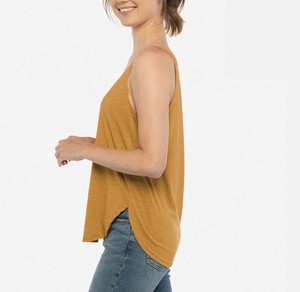 Nouveau débardeur pour femme jaune moutarde à col rond, tricoté, décontracté, couleur unie, respirant et sans manches - Product Image 2