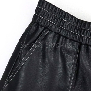 Shorts en cuir véritable 100% pour femmes, design personnalisé, streetwear, style tendance, prix raisonnable, services OEM disponibles - Product Image 5