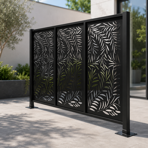 Black Metal Laser Cut Leaf <b>Privacy</b> <b>Screen</b> Outdoor Garden Decorative Fence Panel Patio Boundary Divider Furniture - Product Image 3
