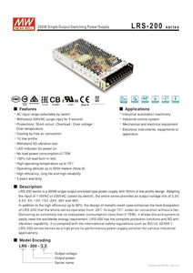 แหล่งจ่ายไฟสวิตชิ่ง Mean Well LRS 200 5 200W 5V 40A สำหรับงาน LED อุปกรณ์อุตสาหกรรม และระบบควบคุม - Product Image 5