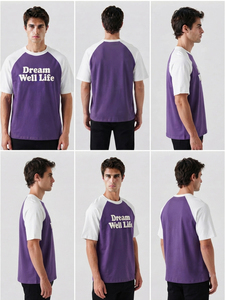 T-shirt Raglan en Coton Lourd 260 g/m² avec Logo Personnalisé, Col Rond, Style Décontracté, Imprimé, Haut pour Homme, Coupe Oversize, Streetwear, T-shirt d'Été - Product Image 6