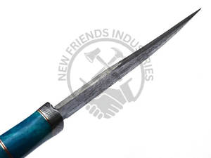 Couteau de chasse Bowie en acier Damas fait main, lame fixe ultra-affûtée, manche en os avec intercalaire en laiton, ambidextre, pour le camping et les activités de plein air - Product Image 4