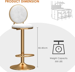 Ravello <b>Bar</b> <b>Stool</b> Gold Finish PU <b>Leather</b> Seat Modern Luxury Sleek Designer Contemporary Seating Premium Comfort Adjustable Metal - Product Image 5