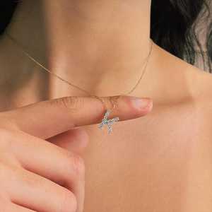 14K Yellow Gold Plated IGI Certified Natural CVD Brilliant Cut Diamond Alphabets Necklace 0.6 Ct VS1 F Color Fine Jewelry Women - Product Image 4